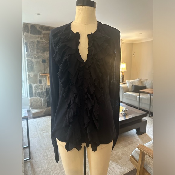 NWT navy blue ruffle Ralph Lauren blouse - Picture 4 of 7